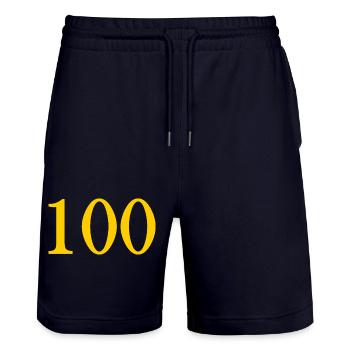 100. 100 ANS. 100e ANNIVERSAIRE. ANNIVERSAIRE 100 - Short de jogging bio TRAINER Stanley/Stella unisexe - marine foncé - Devant - Nik (191cm) & Marisol (170cm)