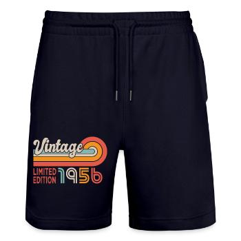 Geburtstag 1956 Geboren 1956 70 Jahre 70. Geburtstag - Stanley/Stella Unisex Bio Joggingshorts Trainer  - Dark navy - Vorne - Nik (191cm) & Marisol (170cm)