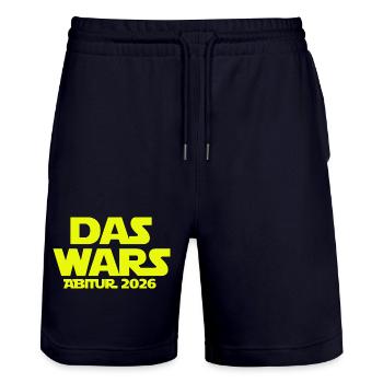 das_wars_abi_2026_abitur_geschenk_shirt_gymnasi - Stanley/Stella Trainer Unisex Organic Jogging Shorts - dark navy - Front - Nik (191cm) & Marisol (170cm)