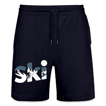 Ski Bergpanorama Typo Design - Stanley/Stella Unisex Bio Joggingshorts Trainer  - Dark navy - Vorne - Nik (191cm) & Marisol (170cm)