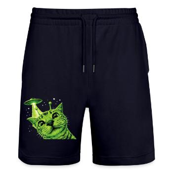 Alien Cat UFO - Stanley/Stella Unisex Bio Joggingshorts Trainer  - Dark navy - Vorne - Nik (191cm) & Marisol (170cm)