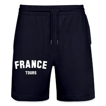 Tours France Frankreich - Stanley/Stella Trainer Unisex Organic Jogging Shorts - dark navy - Front - Nik (191cm) & Marisol (170cm)