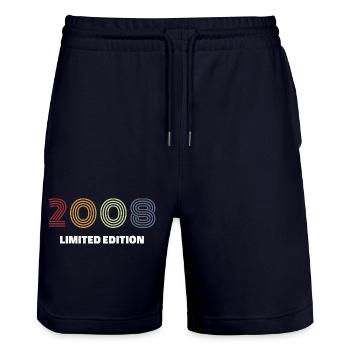 2008 Vintage Retro Birthday Gift - Stanley/Stella Trainer Unisex Organic Jogging Shorts - dark navy - Front - Nik (191cm) & Marisol (170cm)