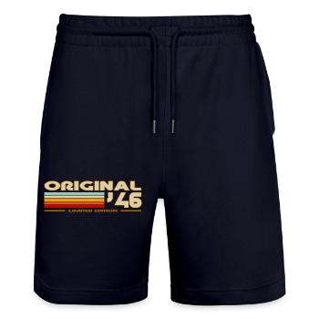 1946 - Stanley/Stella Trainer Unisex Organic Jogging Shorts - dark navy - Front - Nik (191cm) & Marisol (170cm)