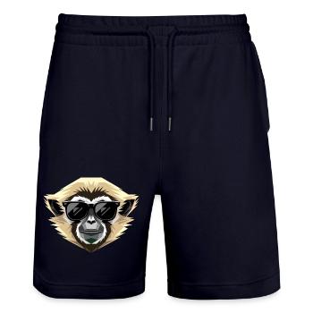 Gibbon Affe Weißhandgibbon Monkey Süße Lar Gibbons - Stanley/Stella Unisex Bio Joggingshorts Trainer  - Dark navy - Vorne - Nik (191cm) & Marisol (170cm)