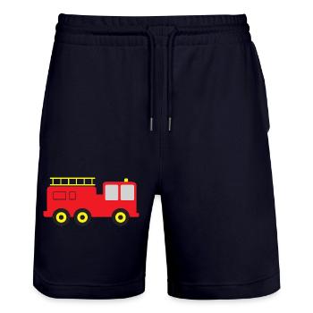 Feuerwehrauto - Stanley/Stella Unisex Bio Joggingshorts Trainer  - Dark navy - Vorne - Nik (191cm) & Marisol (170cm)
