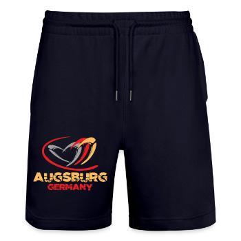 Germany - Augsburg - Stanley/Stella Unisex Bio Joggingshorts Trainer  - Dark navy - Vorne - Nik (191cm) & Marisol (170cm)