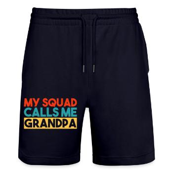 My Squad Calls Me Grandpa Retro Colorful Slogan - Stanley/Stella Trainer Unisex Organic Jogging Shorts - dark navy - Front - Nik (191cm) & Marisol (170cm)