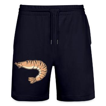 Pastel shrimp cartoon stripe tiger - Stanley/Stella Trainer Unisex Organic Jogging Shorts - dark navy - Front - Nik (191cm) & Marisol (170cm)