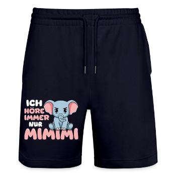 Ich Höre Immer Nur Ein Mimimi Elefant - Stanley/Stella Unisex Bio Joggingshorts Trainer  - Dark navy - Vorne - Nik (191cm) & Marisol (170cm)
