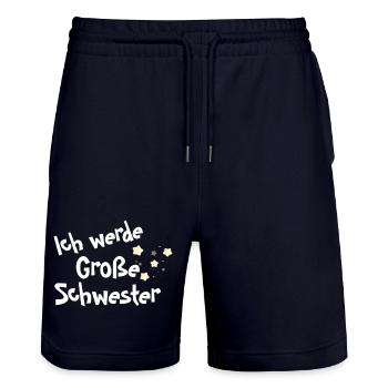 Ich werde Große Schwester Shirt - Stanley/Stella Unisex Bio Joggingshorts Trainer  - Dark navy - Vorne - Nik (191cm) & Marisol (170cm)