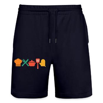 Küchenzauber – Kochen & Genießen mit Stil - Stanley/Stella Unisex Bio Joggingshorts Trainer  - Dark navy - Vorne - Nik (191cm) & Marisol (170cm)