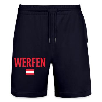 Werfen Austria Flag  - Stanley/Stella Trainer Unisex Organic Jogging Shorts - dark navy - Front - Nik (191cm) & Marisol (170cm)
