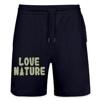 Love Nature – Minimal Outdoor Forest Design - Stanley/Stella Unisex Bio Joggingshorts Trainer  - Dark navy - Vorne - Nik (191cm) & Marisol (170cm)