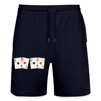 Vintage Retro Aces – Cartes à jouer - poker - Short de jogging bio TRAINER Stanley/Stella unisexe - marine foncé - Devant - Nik (191cm) & Marisol (170cm)