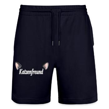 katzenfreund, süße sprüche - Stanley/Stella Unisex Bio Joggingshorts Trainer  - Dark navy - Vorne - Nik (191cm) & Marisol (170cm)