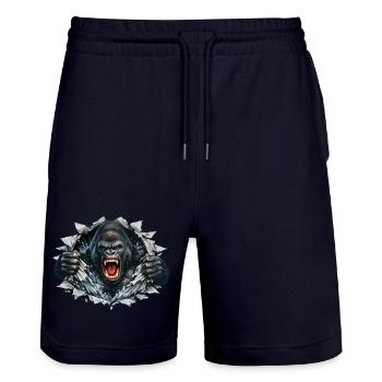 Gorilla bricht durch: Brüllende Kraft - Stanley/Stella Unisex Bio Joggingshorts Trainer  - Dark navy - Vorne - Nik (191cm) & Marisol (170cm)