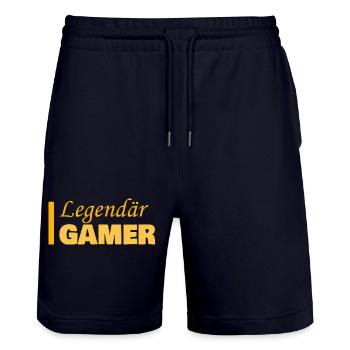 Gamer als Job - Stanley/Stella Unisex Bio Joggingshorts Trainer  - Dark navy - Vorne - Nik (191cm) & Marisol (170cm)