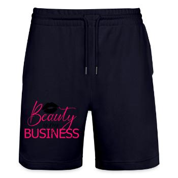 Beauty Is My Business Make Up Artist MUA Salon - Stanley/Stella Trainer Unisex Organic Jogging Shorts - dark navy - Front - Nik (191cm) & Marisol (170cm)
