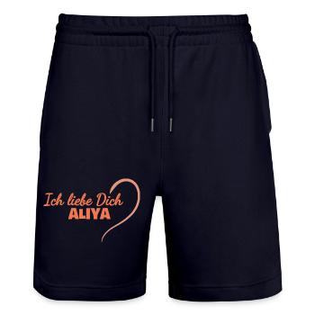 Aliya als Herz - Stanley/Stella Unisex Bio Joggingshorts Trainer  - Dark navy - Vorne - Nik (191cm) & Marisol (170cm)