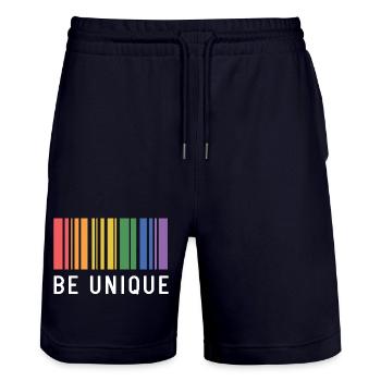 Mois de la Fierté LGBT - Soyez unique - Short de jogging bio TRAINER Stanley/Stella unisexe - marine foncé - Devant - Nik (191cm) & Marisol (170cm)