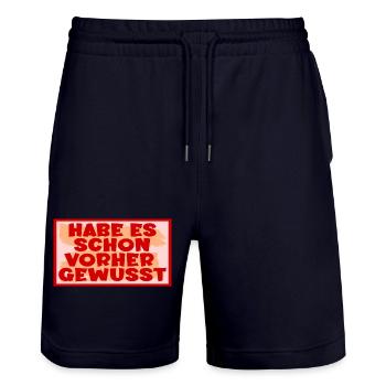 Bauchgefühl Wissen Sprüche - Stanley/Stella Unisex Bio Joggingshorts Trainer  - Dark navy - Vorne - Nik (191cm) & Marisol (170cm)