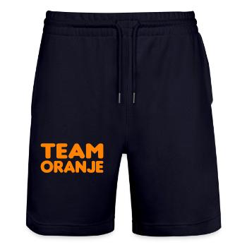 Team Oranje - Nederland - Netherlands Niederlande - Stanley/Stella Unisex Bio Joggingshorts Trainer  - Dark navy - Vorne - Nik (191cm) & Marisol (170cm)