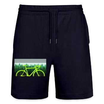 Bicycle Forest Nature Tree - Stanley/Stella Trainer Unisex Organic Jogging Shorts - dark navy - Front - Nik (191cm) & Marisol (170cm)