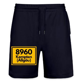 ALTE POSTLEITZAHL PLZ RETRO 8960 KEMPTEN ALLGÄU - Stanley/Stella Unisex Bio Joggingshorts Trainer  - Dark navy - Vorne - Nik (191cm) & Marisol (170cm)