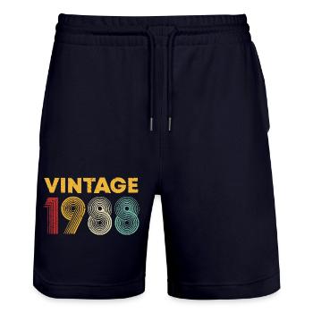 Vintage 1988 Rétro Yearprint - Short de jogging bio TRAINER Stanley/Stella unisexe - marine foncé - Devant - Nik (191cm) & Marisol (170cm)