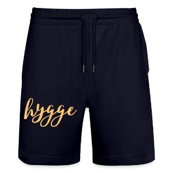 hygge_spring - Stanley/Stella Trainer Unisex Organic Jogging Shorts - dark navy - Front - Nik (191cm) & Marisol (170cm)