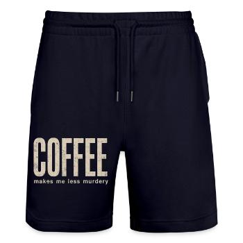 Kaffee macht mich weniger mordlustig - Stanley/Stella Unisex Bio Joggingshorts Trainer  - Dark navy - Vorne - Nik (191cm) & Marisol (170cm)