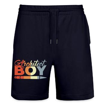 Funny Architect Kid - Stanley/Stella Trainer Unisex Organic Jogging Shorts - dark navy - Front - Nik (191cm) & Marisol (170cm)