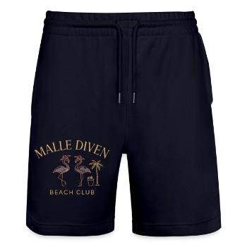 Malle Diven Beach Club Flamingo Mallorca Party - Short de jogging bio TRAINER Stanley/Stella unisexe - marine foncé - Devant - Nik (191cm) & Marisol (170cm)