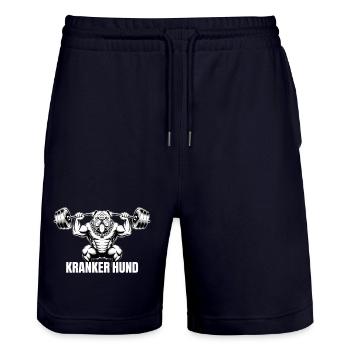 Kraft Bulldogge Gewichtheben, Du Kranker Hund - Stanley/Stella Unisex Bio Joggingshorts Trainer  - Dark navy - Vorne - Nik (191cm) & Marisol (170cm)