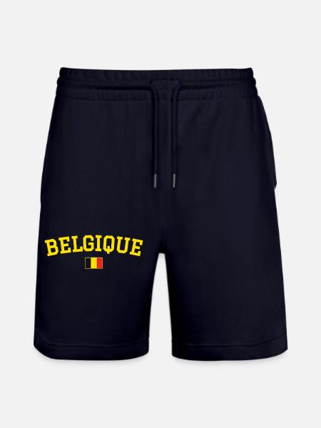 Drapeau belge design jaune - Short de jogging bio TRAINER Stanley/Stella unisexe - marine foncé