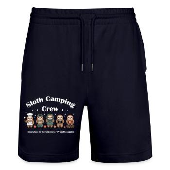 Équipe de camping paresseux - Short de jogging bio TRAINER Stanley/Stella unisexe - marine foncé - Devant - Nik (191cm) & Marisol (170cm)