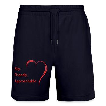 Flirting Introverts Shy Friendly Approachable - Stanley/Stella Trainer Unisex Organic Jogging Shorts - dark navy - Front - Nik (191cm) & Marisol (170cm)