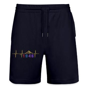 Vintage-Blumen 80 Jahre Achtzigjähriges Geschenk 1946 - Stanley/Stella Unisex Bio Joggingshorts Trainer  - Dark navy - Vorne - Nik (191cm) & Marisol (170cm)
