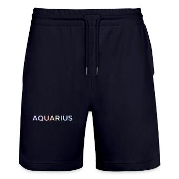 Pastell-Wassermann-Gradiententypografie - Stanley/Stella Unisex Bio Joggingshorts Trainer  - Dark navy - Vorne - Nik (191cm) & Marisol (170cm)