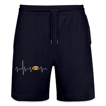 Banh Mi mit Heartbeat Baguette Vietnam Souvenir - Stanley/Stella Unisex Bio Joggingshorts Trainer  - Dark navy - Vorne - Nik (191cm) & Marisol (170cm)
