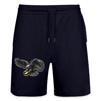 Eagle with volleyball outline - Stanley/Stella Trainer Unisex Organic Jogging Shorts - dark navy - Front - Nik (191cm) & Marisol (170cm)