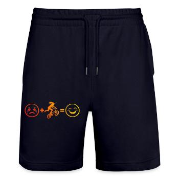 Idée cadeau pour le cycliste de BMX avec BMX freestyle - Short de jogging bio TRAINER Stanley/Stella unisexe - marine foncé - Devant - Nik (191cm) & Marisol (170cm)