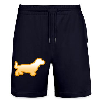 Dachshund - Stanley/Stella Trainer Unisex Organic Jogging Shorts - dark navy - Front - Nik (191cm) & Marisol (170cm)