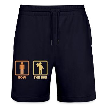 Ich als 80er Liebhaber - Stanley/Stella Unisex Bio Joggingshorts Trainer  - Dark navy - Vorne - Nik (191cm) & Marisol (170cm)