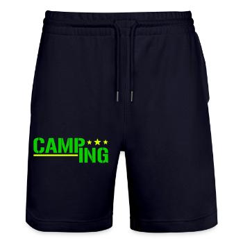 Camping - Stanley/Stella Trainer Unisex Organic Jogging Shorts - dark navy - Front - Nik (191cm) & Marisol (170cm)