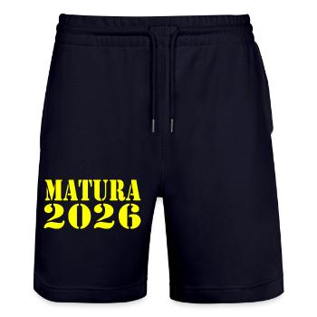 Matura 2026 - Stanley/Stella Unisex Bio Joggingshorts Trainer  - Dark navy - Vorne - Nik (191cm) & Marisol (170cm)