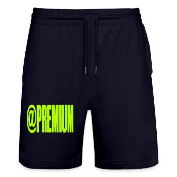 Premium @Symbool Neon Bold - Short de jogging bio TRAINER Stanley/Stella unisexe - marine foncé - Devant - Nik (191cm) & Marisol (170cm)