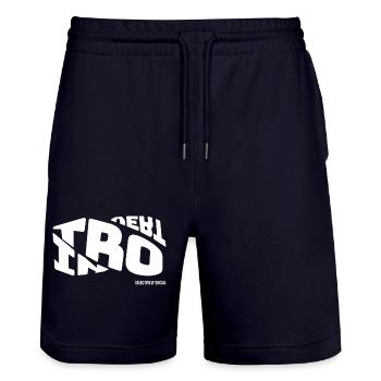 Introvert selectively social - Stanley/Stella Trainer Unisex Organic Jogging Shorts - dark navy - Front - Nik (191cm) & Marisol (170cm)