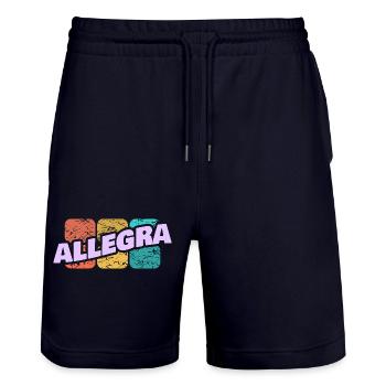 First name Allegra - Stanley/Stella Trainer Unisex Organic Jogging Shorts - dark navy - Front - Nik (191cm) & Marisol (170cm)